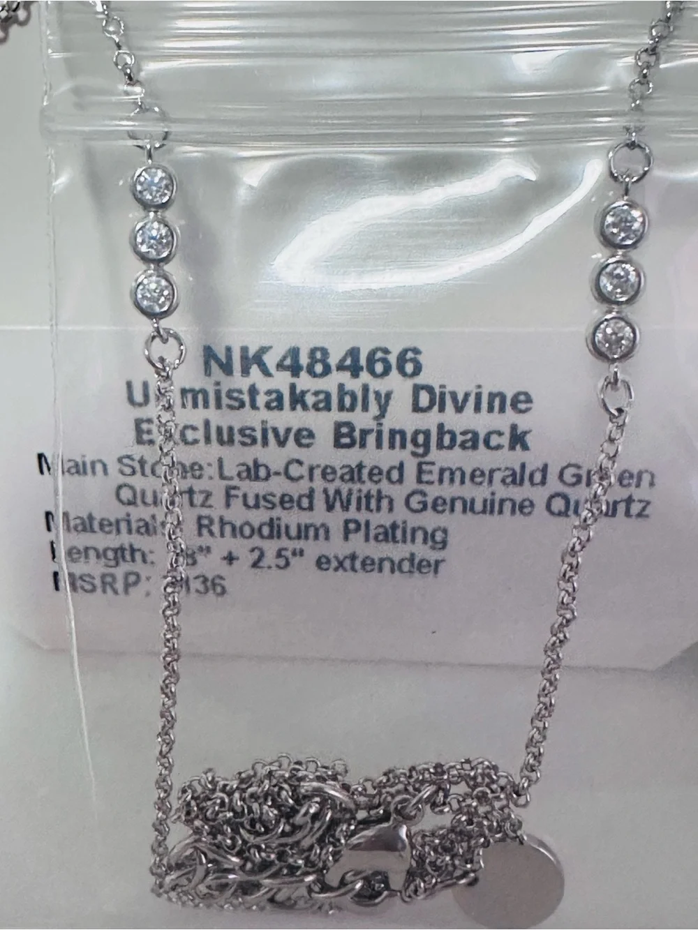 Bomb Party Necklace Exclusive Bring Back Emerald Green Quartz Rhodium plating